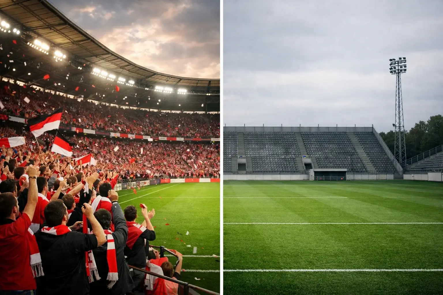 Geteiltes Bild von Heim- und Auswärtsspielen