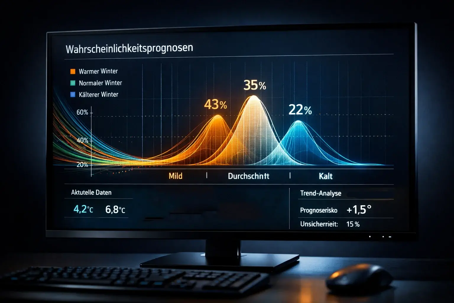Computerbildschirm mit tausenden Simulationsdurchläufen