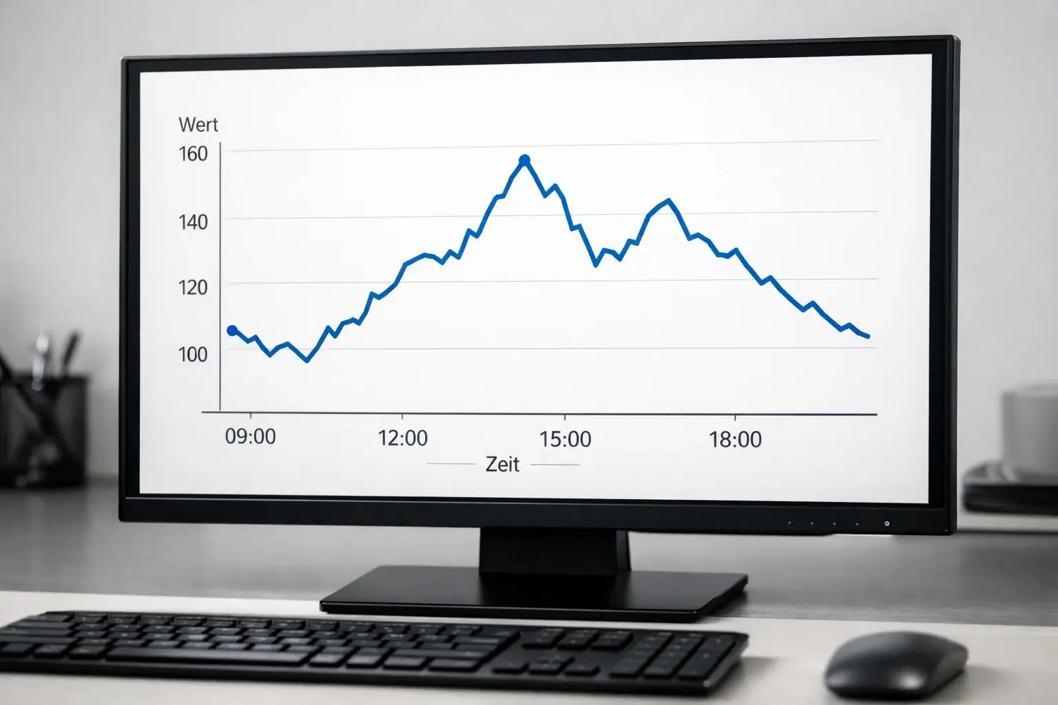 Bildschirm zeigt Liniendiagramm mit Quotenentwicklung