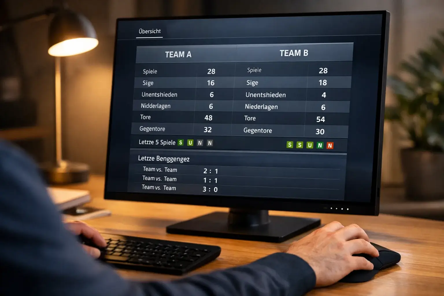Person analysiert Sportwetten-Quoten am Computer